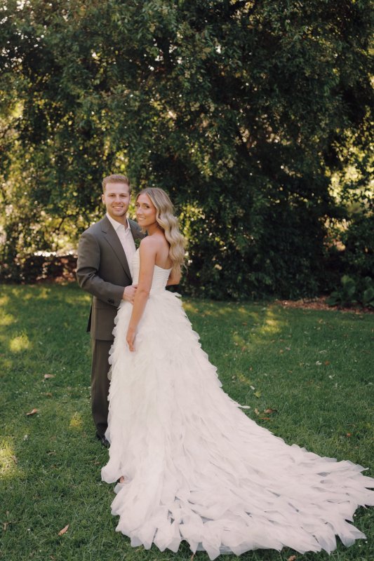 Real Bride wearing a romantic wedding dress by KWH Bridal, Karen Willis Holmes. Wedding Dresses Australia, Wedding dresses Sydney, Wedding Dresses Melbourne, Wedding dresses Brisbane