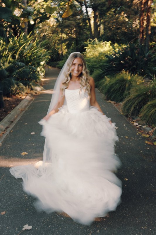 Real Bride wearing a romantic wedding dress by KWH Bridal, Karen Willis Holmes. Wedding Dresses Australia, Wedding dresses Sydney, Wedding Dresses Melbourne, Wedding dresses Brisbane