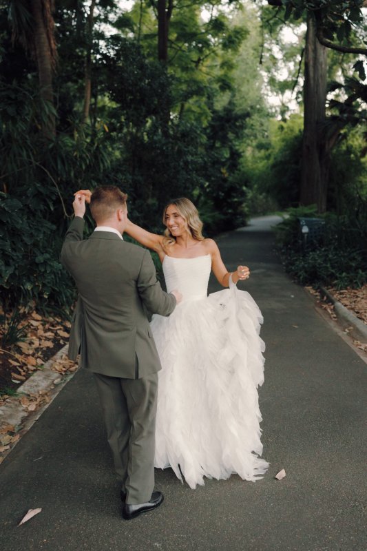 Real Bride wearing a romantic wedding dress by KWH Bridal, Karen Willis Holmes. Wedding Dresses Australia, Wedding dresses Sydney, Wedding Dresses Melbourne, Wedding dresses Brisbane
