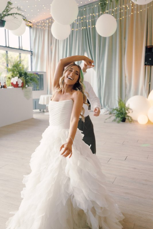 Real Bride wearing a romantic wedding dress by KWH Bridal, Karen Willis Holmes. Wedding Dresses Australia, Wedding dresses Sydney, Wedding Dresses Melbourne, Wedding dresses Brisbane