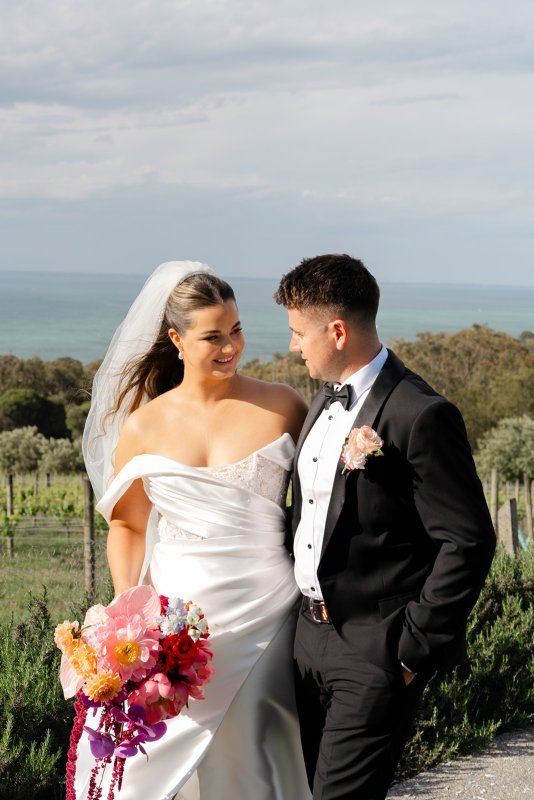 Real Bride wearing a romantic wedding dress by KWH Bridal, Karen Willis Holmes. Wedding Dresses Australia, Wedding dresses Sydney, Wedding Dresses Melbourne, Wedding dresses Brisbane
