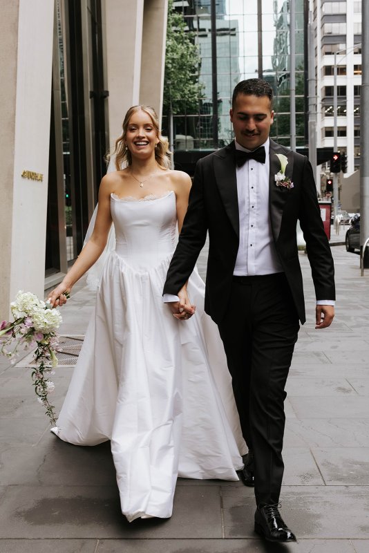 Real Bride wearing a romantic wedding dress by KWH Bridal, Karen Willis Holmes. Wedding Dresses Australia, Wedding dresses Sydney, Wedding Dresses Melbourne, Wedding dresses Brisbane