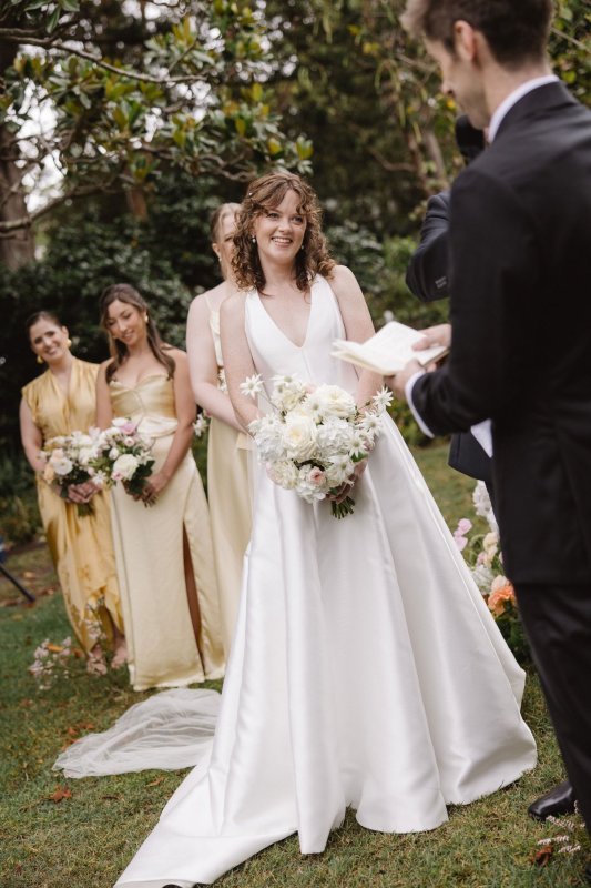 Real Bride wearing a romantic wedding dress by KWH Bridal, Karen Willis Holmes. Wedding Dresses Australia, Wedding dresses Sydney, Wedding Dresses Melbourne, Wedding dresses Brisbane