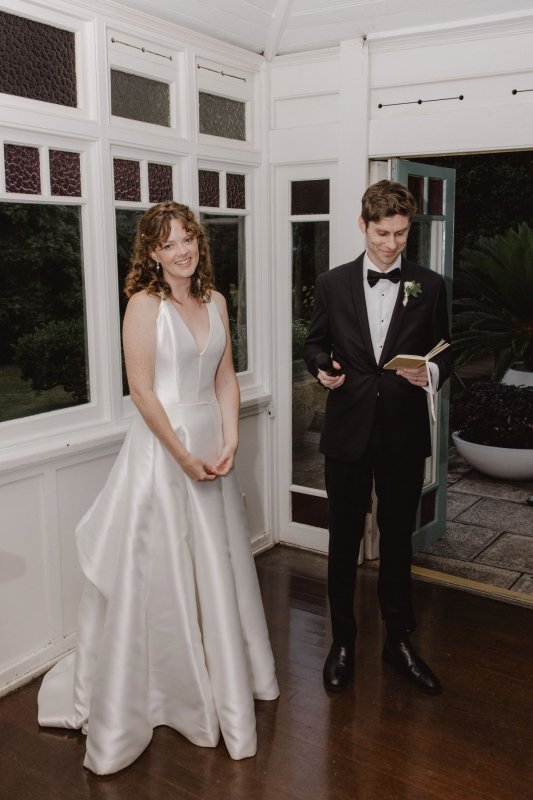 Real Bride wearing a romantic wedding dress by KWH Bridal, Karen Willis Holmes. Wedding Dresses Australia, Wedding dresses Sydney, Wedding Dresses Melbourne, Wedding dresses Brisbane