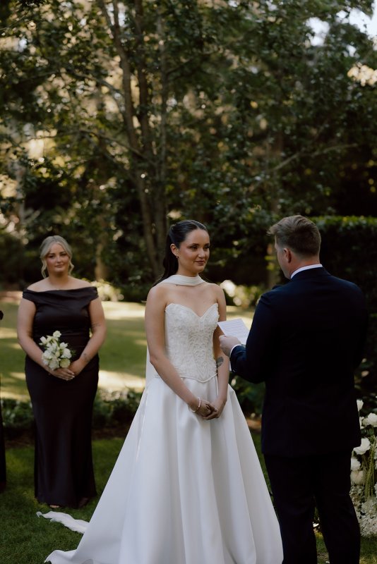 Real Bride wearing a romantic wedding dress by KWH Bridal, Karen Willis Holmes. Wedding Dresses Australia, Wedding dresses Sydney, Wedding Dresses Melbourne, Wedding dresses Brisbane