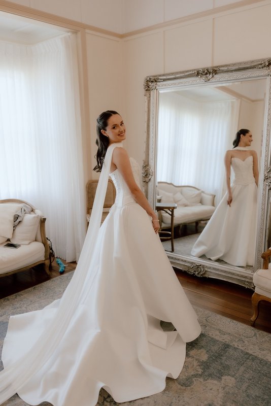 Real Bride wearing a romantic wedding dress by KWH Bridal, Karen Willis Holmes. Wedding Dresses Australia, Wedding dresses Sydney, Wedding Dresses Melbourne, Wedding dresses Brisbane