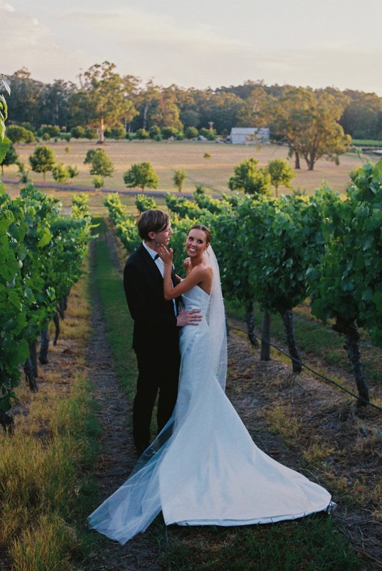 Real Bride wearing a romantic wedding dress by KWH Bridal, Karen Willis Holmes. Wedding Dresses Australia, Wedding dresses Sydney, Wedding Dresses Melbourne, Wedding dresses Brisbane