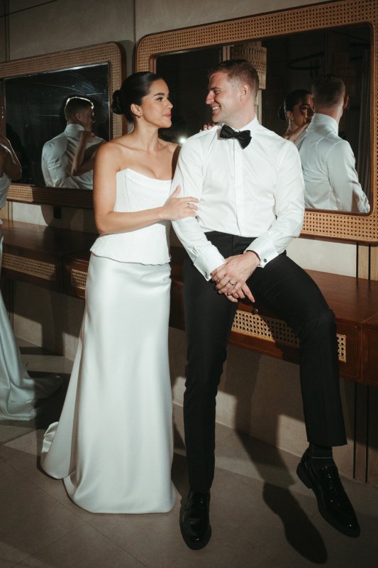 Real Bride wearing a romantic wedding dress by KWH Bridal, Karen Willis Holmes. Wedding Dresses Australia, Wedding dresses Sydney, Wedding Dresses Melbourne, Wedding dresses Brisbane