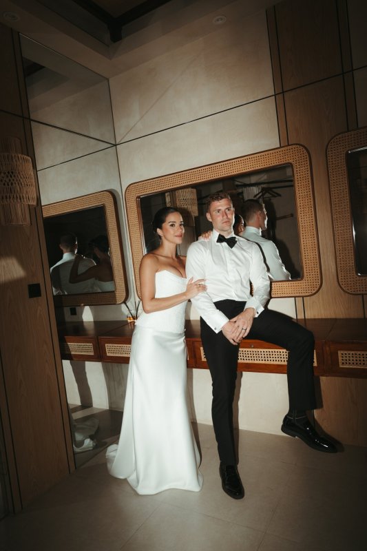 Real Bride wearing a romantic wedding dress by KWH Bridal, Karen Willis Holmes. Wedding Dresses Australia, Wedding dresses Sydney, Wedding Dresses Melbourne, Wedding dresses Brisbane