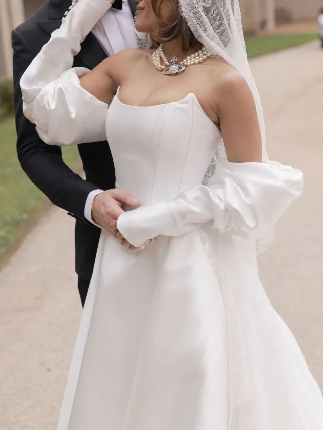 elegant wedding guest dresses fall Fitted minimalist square neck wedding dress long sleeves main image 0